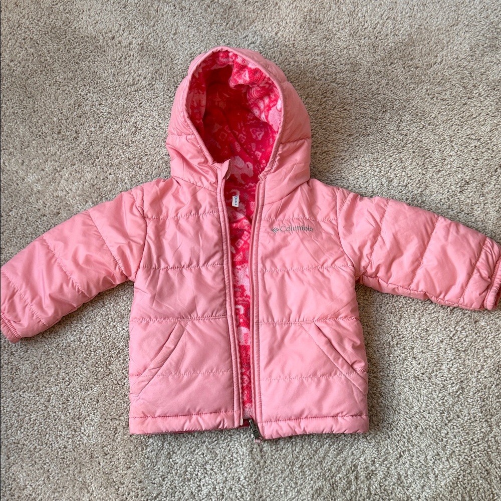 Columbia Light Pink Quilted Jacket, Reversible, size 2t